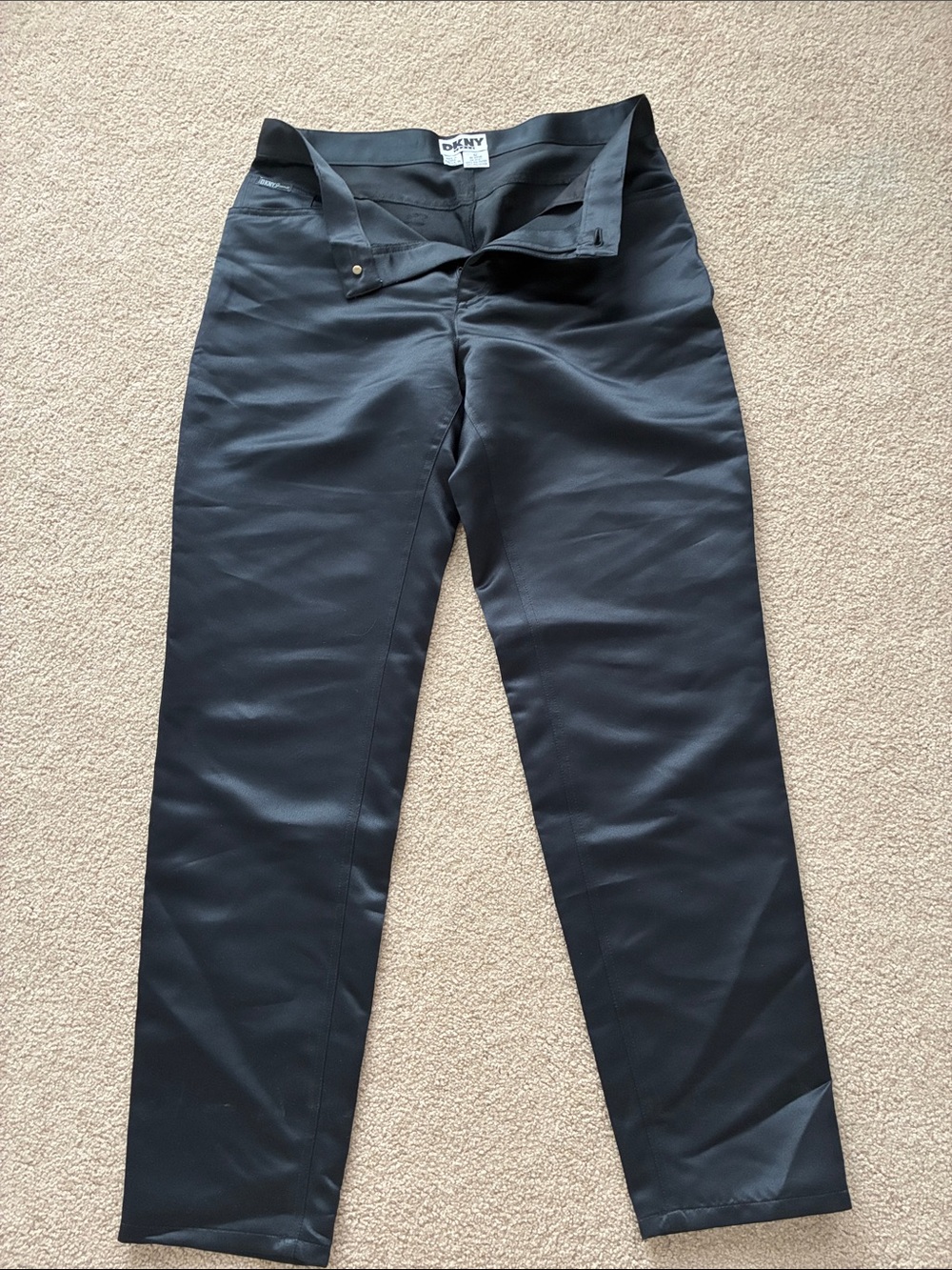 Vintage DKNY Silky Black Straight-Leg Dress Pants